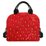 Red Strawberry Print Insulated Lunch Bag