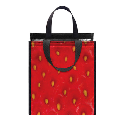 Red Strawberry Print Insulated Lunch Tote