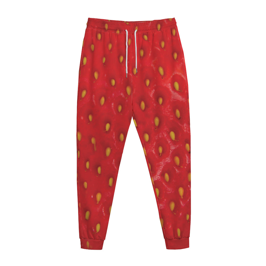 Red Strawberry Print Jogger Pants