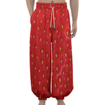 Red Strawberry Print Lantern Pants