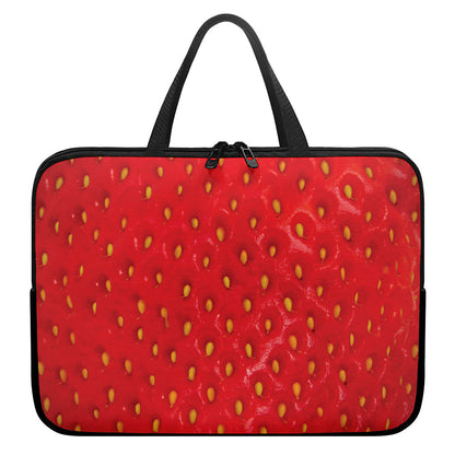 Red Strawberry Print Laptop Sleeve With Handle