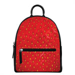 Red Strawberry Print Leather Backpack
