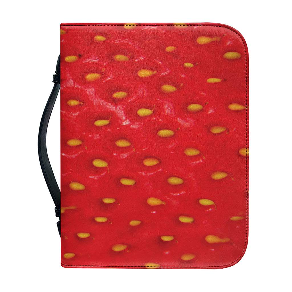 Red Strawberry Print Leather Bible Cover