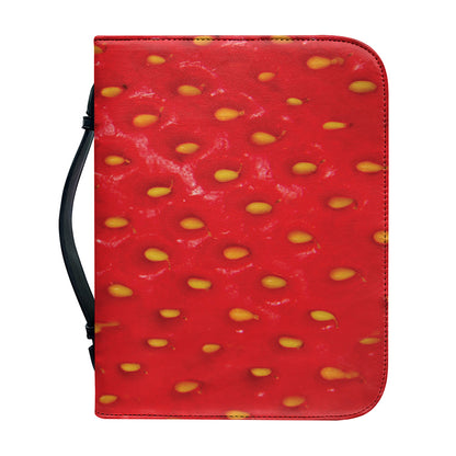 Red Strawberry Print Leather Bible Cover