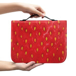 Red Strawberry Print Leather Bible Cover