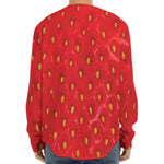 Red Strawberry Print Long Sleeve Baseball Jersey