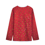 Red Strawberry Print Long Sleeve Short Coat