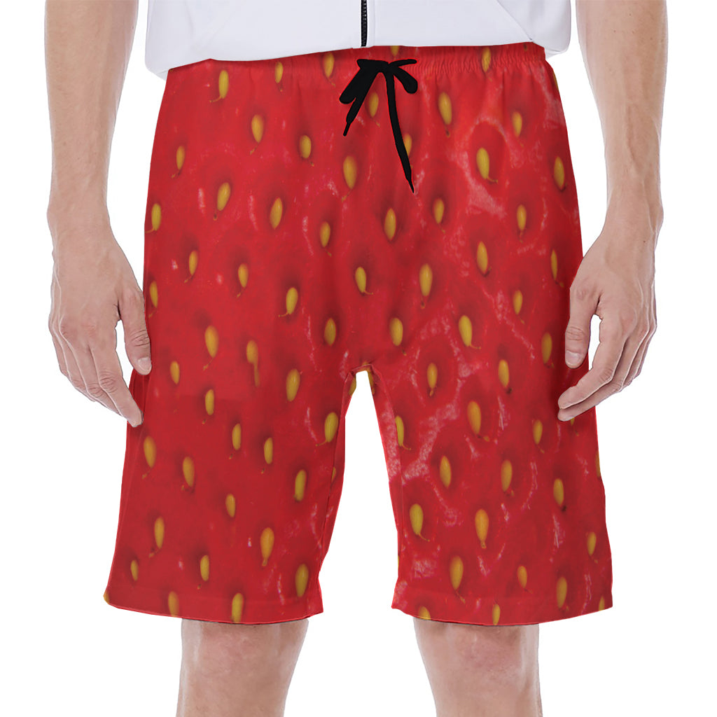 Red Strawberry Print Men's Beach Shorts