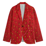 Red Strawberry Print Men's Blazer