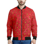 Red Strawberry Print Men's Bomber Jacket