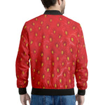 Red Strawberry Print Men's Bomber Jacket