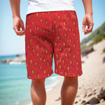 Red Strawberry Print Men's Cargo Shorts