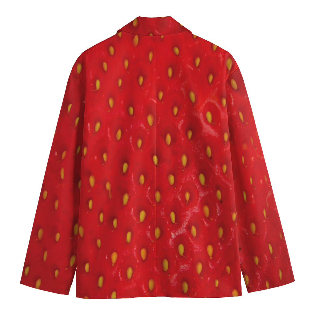 Red Strawberry Print Men's Cotton Blazer