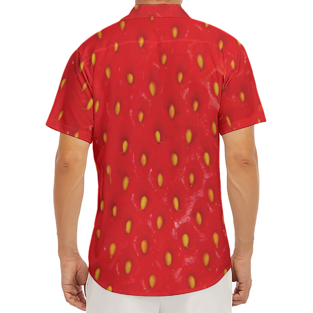Red Strawberry Print Men's Deep V-Neck Shirt