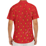 Red Strawberry Print Men's Deep V-Neck Shirt