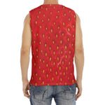 Red Strawberry Print Men's Fitness Tank Top