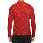 Red Strawberry Print Men's Long Sleeve Rash Guard