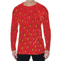 Red Strawberry Print Men's Long Sleeve T-Shirt