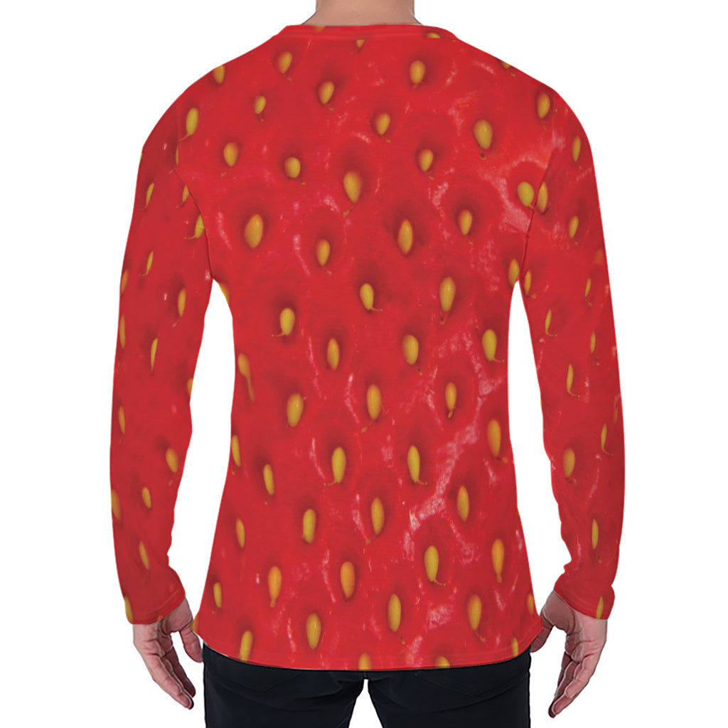 Red Strawberry Print Men's Long Sleeve T-Shirt