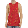 Red Strawberry Print Men's Muscle Tank Top
