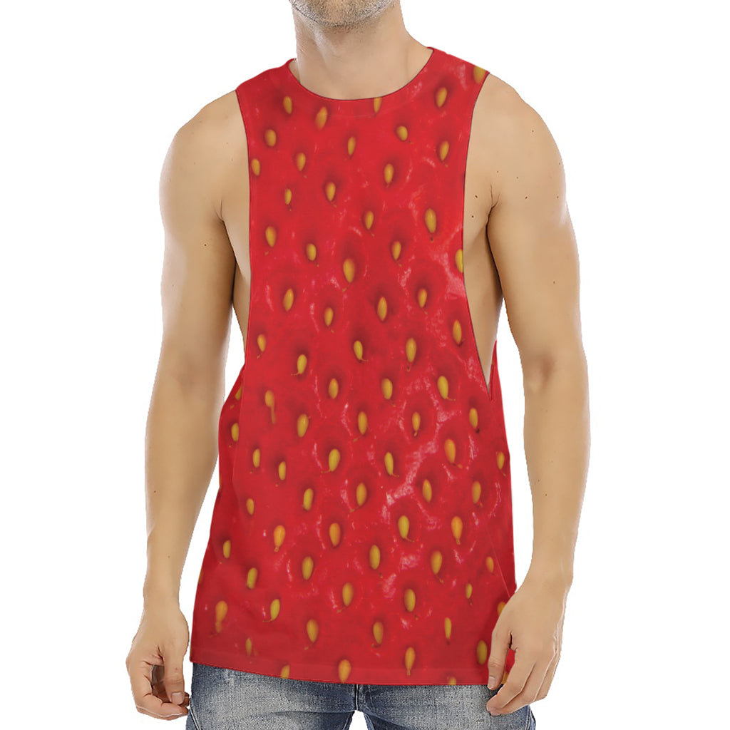 Red Strawberry Print Men's Muscle Tank Top