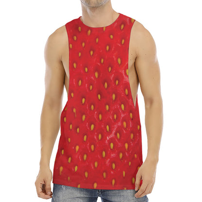 Red Strawberry Print Men's Muscle Tank Top