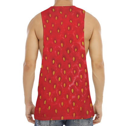 Red Strawberry Print Men's Muscle Tank Top
