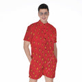 Red Strawberry Print Men's Romper