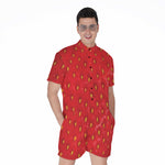 Red Strawberry Print Men's Rompers