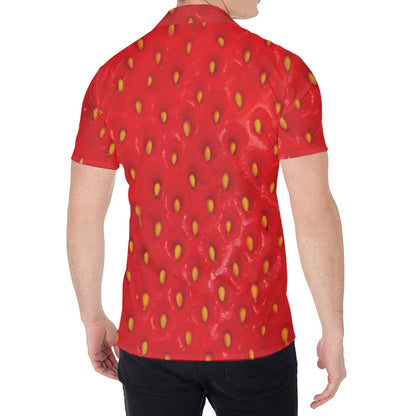 Red Strawberry Print Men's Shirt