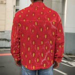 Red Strawberry Print Men's Shirt Jacket