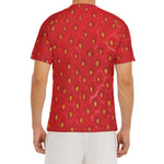 Red Strawberry Print Men's Short Sleeve Rash Guard