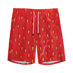 Red Strawberry Print Men's Sports Shorts
