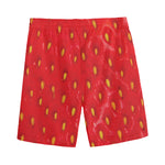 Red Strawberry Print Men's Sports Shorts