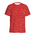 Red Strawberry Print Men's Athletic T-Shirt