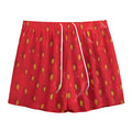 Red Strawberry Print Mesh Shorts