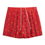 Red Strawberry Print Mesh Shorts