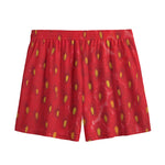 Red Strawberry Print Mesh Shorts