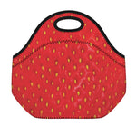 Red Strawberry Print Neoprene Lunch Bag