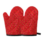 Red Strawberry Print Oven Mitts
