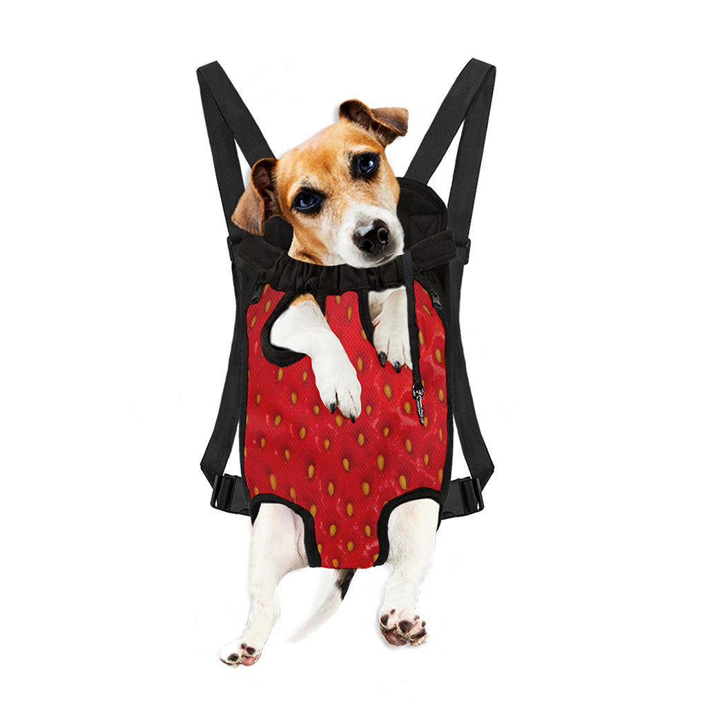 Red Strawberry Print Pet Carrier Backpack