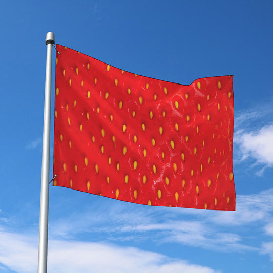 Red Strawberry Print Polyester Flag