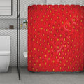 Red Strawberry Print Polyester Shower Curtain