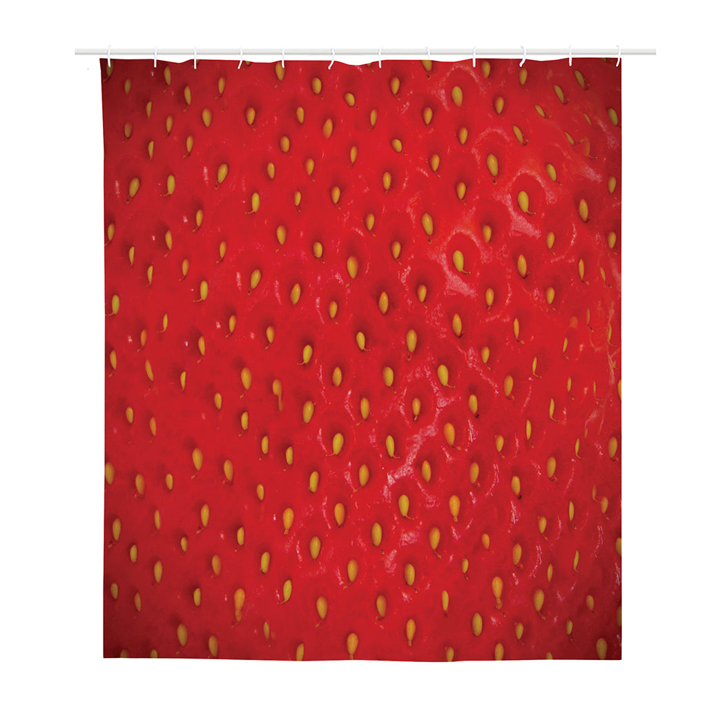 Red Strawberry Print Polyester Shower Curtain