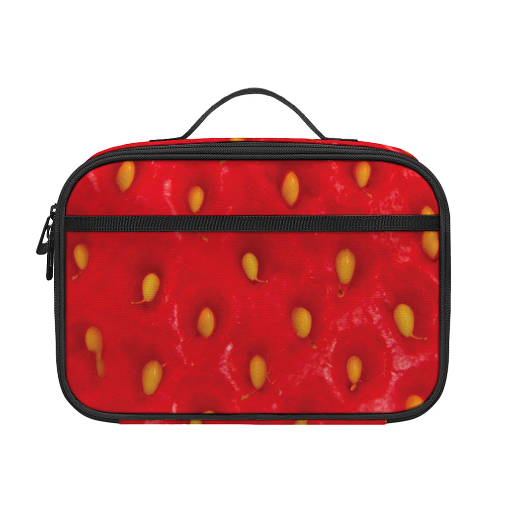 Red Strawberry Print Portable Lunch Bag