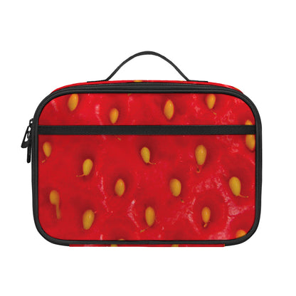 Red Strawberry Print Portable Lunch Bag