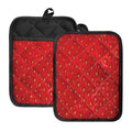 Red Strawberry Print Pot Holders With Pocket
