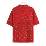 Red Strawberry Print Rayon Hawaiian Shirt