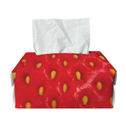 Red Strawberry Print Rectangle Tissue Box Cover
