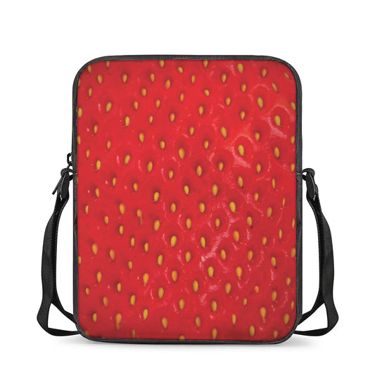 Red Strawberry Print Rectangular Crossbody Bag
